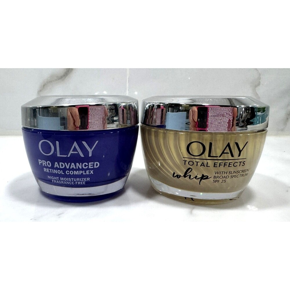 Olay Pro Advanced Night Moisturizer & Total Effects Whip Day Cream 1.7 oz 2 jars